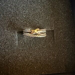 David Yurman X Crossover Ring - Silver and Gold (Size 7)